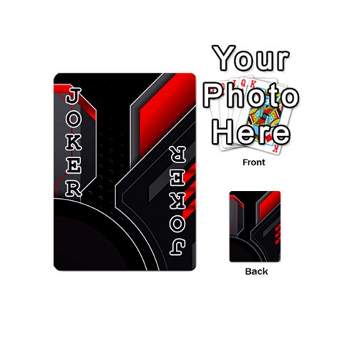 Gamer Tech Black Mesh Red Modern Shape Texture Geometric Pattern Playing Cards 54 Designs (Mini) from ArtsNow.com Front - Joker1