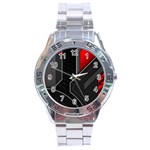 Gamer Tech Black Mesh Red Modern Shape Texture Geometric Pattern Stainless Steel Analogue Watch