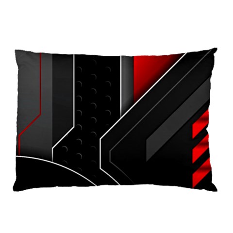 Gamer Tech Black Mesh Red Modern Shape Texture Geometric Pattern Pillow Case (Two Sides) from ArtsNow.com Front