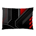 Gamer Tech Black Mesh Red Modern Shape Texture Geometric Pattern Pillow Case (Two Sides)