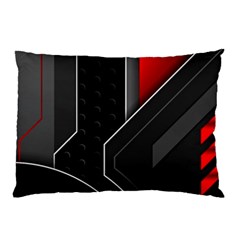 Gamer Tech Black Mesh Red Modern Shape Texture Geometric Pattern Pillow Case (Two Sides) from ArtsNow.com Back