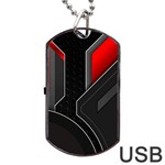 Gamer Tech Black Mesh Red Modern Shape Texture Geometric Pattern Dog Tag USB Flash (Two Sides)