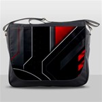Gamer Tech Black Mesh Red Modern Shape Texture Geometric Pattern Messenger Bag