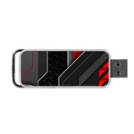 Gamer Tech Black Mesh Red Modern Shape Texture Geometric Pattern Portable USB Flash (One Side)