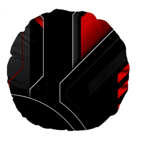 Gamer Tech Black Mesh Red Modern Shape Texture Geometric Pattern Large 18  Premium Round Cushions from ArtsNow.com Back