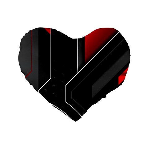 Gamer Tech Black Mesh Red Modern Shape Texture Geometric Pattern Standard 16  Premium Heart Shape Cushions from ArtsNow.com Front