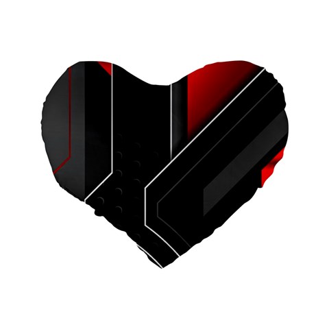 Gamer Tech Black Mesh Red Modern Shape Texture Geometric Pattern Standard 16  Premium Heart Shape Cushions from ArtsNow.com Back