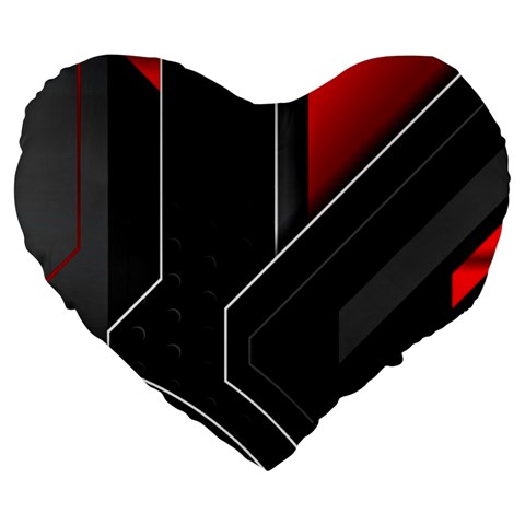 Gamer Tech Black Mesh Red Modern Shape Texture Geometric Pattern Large 19  Premium Heart Shape Cushions from ArtsNow.com Front