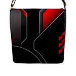 Gamer Tech Black Mesh Red Modern Shape Texture Geometric Pattern Flap Closure Messenger Bag (L)