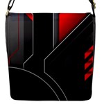 Gamer Tech Black Mesh Red Modern Shape Texture Geometric Pattern Flap Closure Messenger Bag (S)
