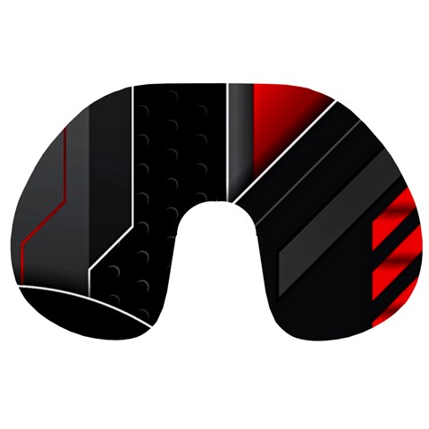 Gamer Tech Black Mesh Red Modern Shape Texture Geometric Pattern Travel Neck Pillow from ArtsNow.com Front