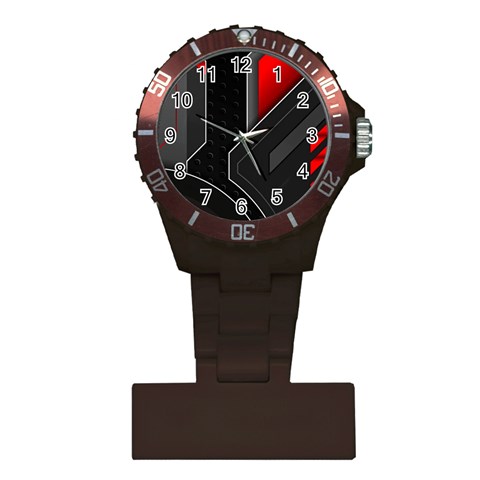 Gamer Tech Black Mesh Red Modern Shape Texture Geometric Pattern Plastic Nurses Watch from ArtsNow.com Front