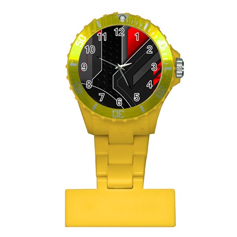 Gamer Tech Black Mesh Red Modern Shape Texture Geometric Pattern Plastic Nurses Watch from ArtsNow.com Front