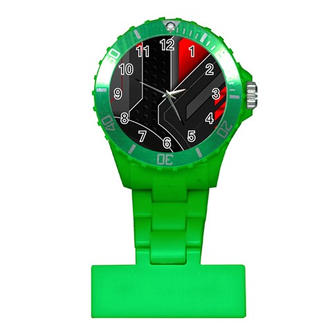 Gamer Tech Black Mesh Red Modern Shape Texture Geometric Pattern Plastic Nurses Watch from ArtsNow.com Front