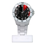 Gamer Tech Black Mesh Red Modern Shape Texture Geometric Pattern Plastic Nurses Watch