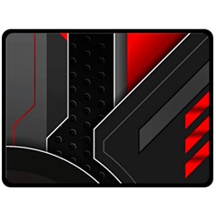 Gamer Tech Black Mesh Red Modern Shape Texture Geometric Pattern Two Sides Fleece Blanket (Large) from ArtsNow.com 80 x60  Blanket Back