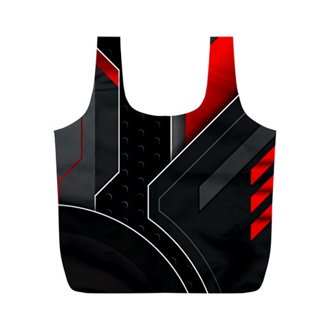 Gamer Tech Black Mesh Red Modern Shape Texture Geometric Pattern Full Print Recycle Bag (M) from ArtsNow.com Front