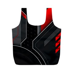Gamer Tech Black Mesh Red Modern Shape Texture Geometric Pattern Full Print Recycle Bag (M) from ArtsNow.com Back