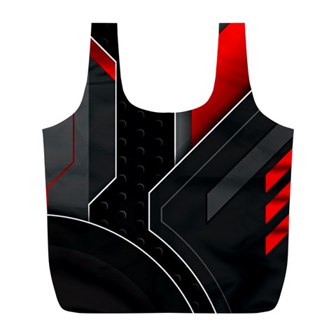 Gamer Tech Black Mesh Red Modern Shape Texture Geometric Pattern Full Print Recycle Bag (L) from ArtsNow.com Front