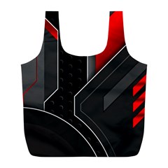 Gamer Tech Black Mesh Red Modern Shape Texture Geometric Pattern Full Print Recycle Bag (L) from ArtsNow.com Back