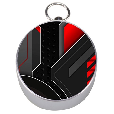 Gamer Tech Black Mesh Red Modern Shape Texture Geometric Pattern Silver Compasses from ArtsNow.com Front