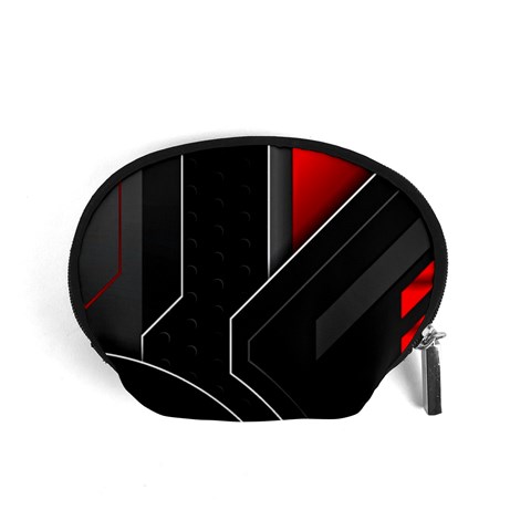 Gamer Tech Black Mesh Red Modern Shape Texture Geometric Pattern Accessory Pouch (Small) from ArtsNow.com Front