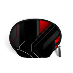 Gamer Tech Black Mesh Red Modern Shape Texture Geometric Pattern Accessory Pouch (Small) from ArtsNow.com Front