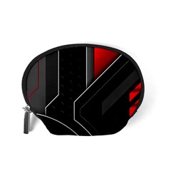 Gamer Tech Black Mesh Red Modern Shape Texture Geometric Pattern Accessory Pouch (Small) from ArtsNow.com Back