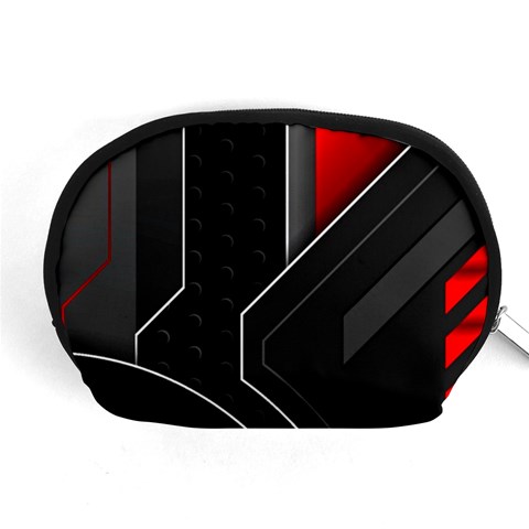 Gamer Tech Black Mesh Red Modern Shape Texture Geometric Pattern Accessory Pouch (Medium) from ArtsNow.com Front