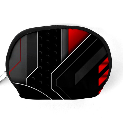 Gamer Tech Black Mesh Red Modern Shape Texture Geometric Pattern Accessory Pouch (Medium) from ArtsNow.com Back