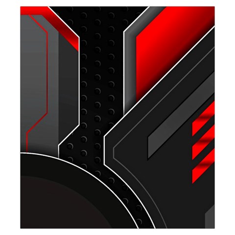 Gamer Tech Black Mesh Red Modern Shape Texture Geometric Pattern Drawstring Pouch (Small) from ArtsNow.com Back