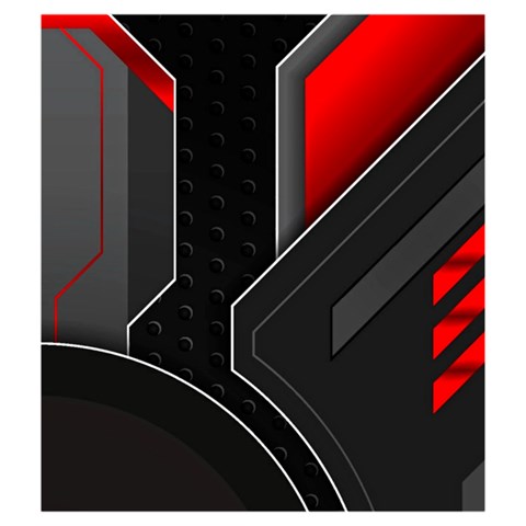 Gamer Tech Black Mesh Red Modern Shape Texture Geometric Pattern Drawstring Pouch (Medium) from ArtsNow.com Front