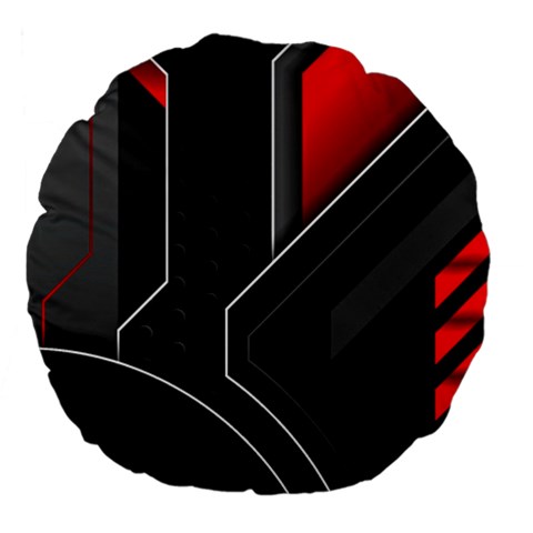 Gamer Tech Black Mesh Red Modern Shape Texture Geometric Pattern Large 18  Premium Flano Round Cushions from ArtsNow.com Front