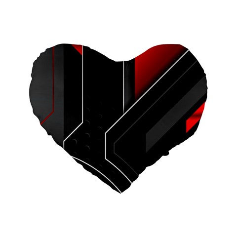 Gamer Tech Black Mesh Red Modern Shape Texture Geometric Pattern Standard 16  Premium Flano Heart Shape Cushions from ArtsNow.com Front