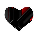 Gamer Tech Black Mesh Red Modern Shape Texture Geometric Pattern Standard 16  Premium Flano Heart Shape Cushions
