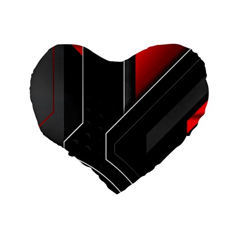 Gamer Tech Black Mesh Red Modern Shape Texture Geometric Pattern Standard 16  Premium Flano Heart Shape Cushions from ArtsNow.com Back