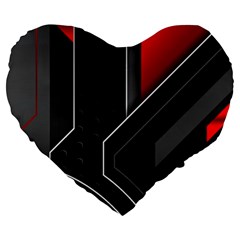Gamer Tech Black Mesh Red Modern Shape Texture Geometric Pattern Large 19  Premium Flano Heart Shape Cushions from ArtsNow.com Front