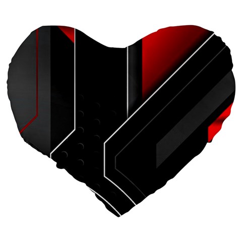 Gamer Tech Black Mesh Red Modern Shape Texture Geometric Pattern Large 19  Premium Flano Heart Shape Cushions from ArtsNow.com Back