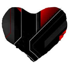 Gamer Tech Black Mesh Red Modern Shape Texture Geometric Pattern Large 19  Premium Flano Heart Shape Cushions from ArtsNow.com Back