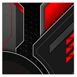 Gamer Tech Black Mesh Red Modern Shape Texture Geometric Pattern Square Satin Scarf (36  x 36 )