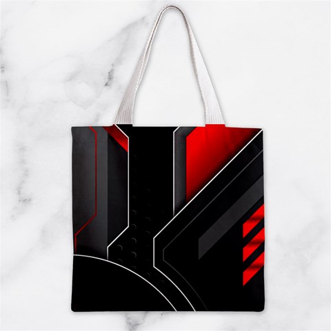 Gamer Tech Black Mesh Red Modern Shape Texture Geometric Pattern Zipper Grocery Tote Bag from ArtsNow.com Front