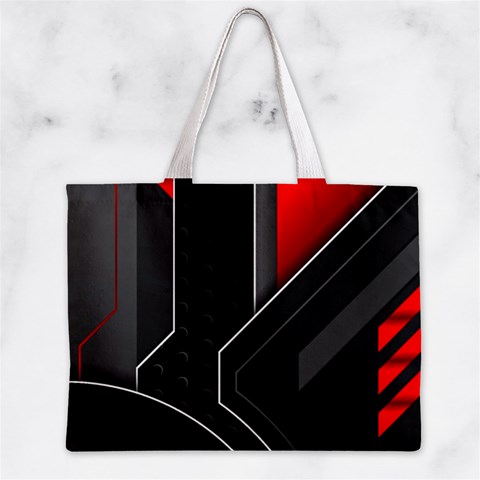 Gamer Tech Black Mesh Red Modern Shape Texture Geometric Pattern Zipper Mini Tote Bag from ArtsNow.com Back