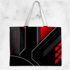 Gamer Tech Black Mesh Red Modern Shape Texture Geometric Pattern Zipper Mini Tote Bag from ArtsNow.com Back