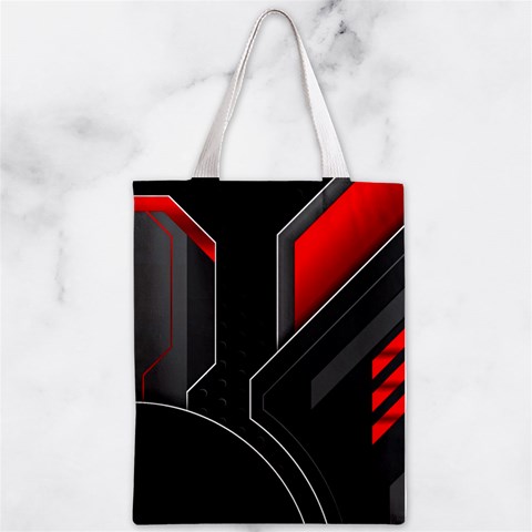 Gamer Tech Black Mesh Red Modern Shape Texture Geometric Pattern Zipper Classic Tote Bag from ArtsNow.com Front