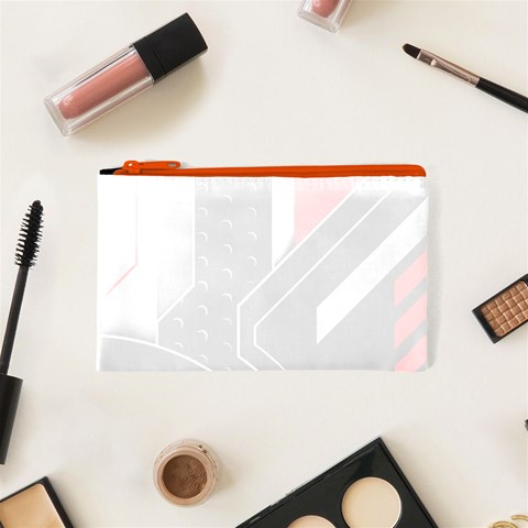 Gamer Tech Black Mesh Red Modern Shape Texture Geometric Pattern Cosmetic Bag (XS) from ArtsNow.com Front