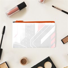 Gamer Tech Black Mesh Red Modern Shape Texture Geometric Pattern Cosmetic Bag (XS) from ArtsNow.com Front