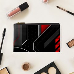 Gamer Tech Black Mesh Red Modern Shape Texture Geometric Pattern Cosmetic Bag (XS) from ArtsNow.com Front