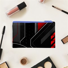 Gamer Tech Black Mesh Red Modern Shape Texture Geometric Pattern Cosmetic Bag (XS) from ArtsNow.com Back