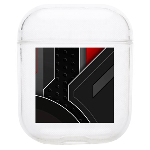 Gamer Tech Black Mesh Red Modern Shape Texture Geometric Pattern AirPods 1/2 Case from ArtsNow.com Front