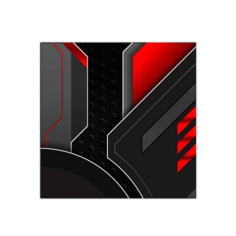 Gamer Tech Black Mesh Red Modern Shape Texture Geometric Pattern Satin Bandana Scarf 22  x 22  from ArtsNow.com Front